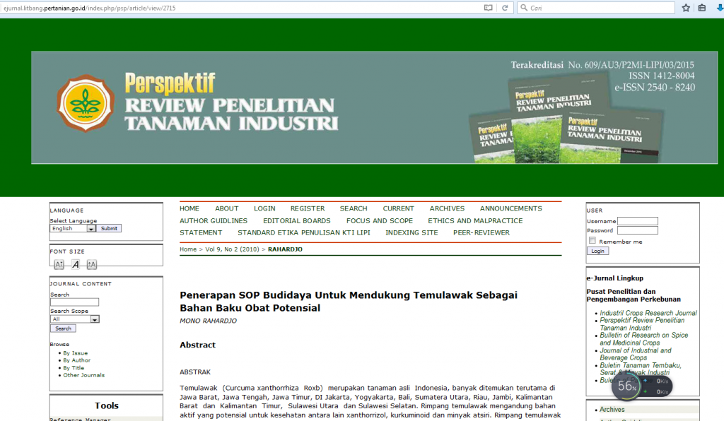 Tampilan portal asli sumber jurnal